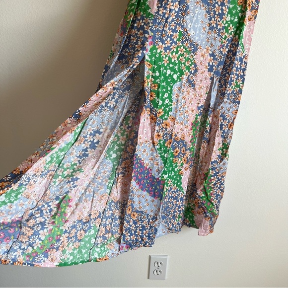 Topshop Austin Floral Print Multicolored Angle Sleeve Open Back Dress Size 4 - Picture 8 of 14